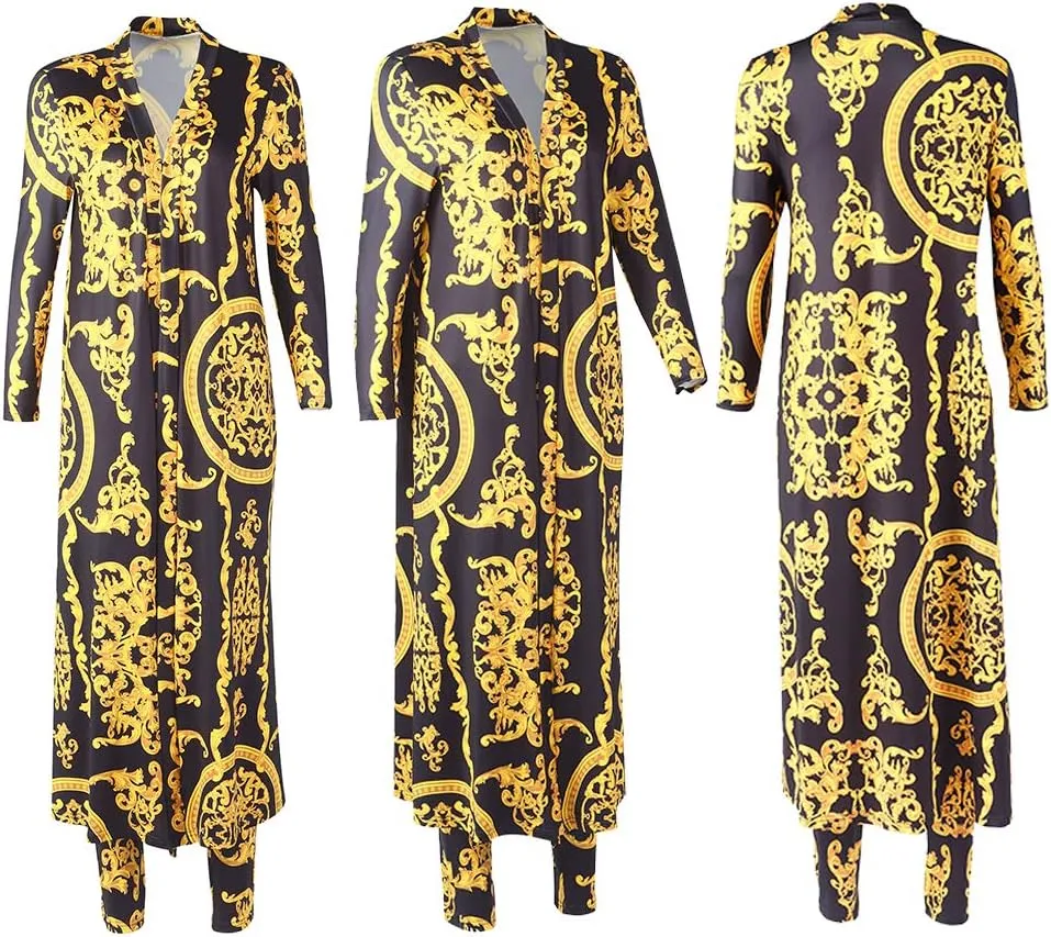 Women's 2 Piece Pants Set - Sexy Long Sleeve Open Front Cardigans  Skinny Pants Suits