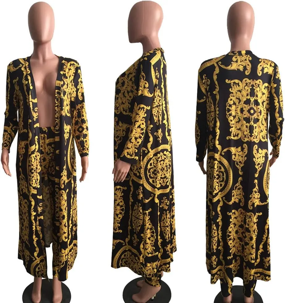 Women's 2 Piece Pants Set - Sexy Long Sleeve Open Front Cardigans  Skinny Pants Suits