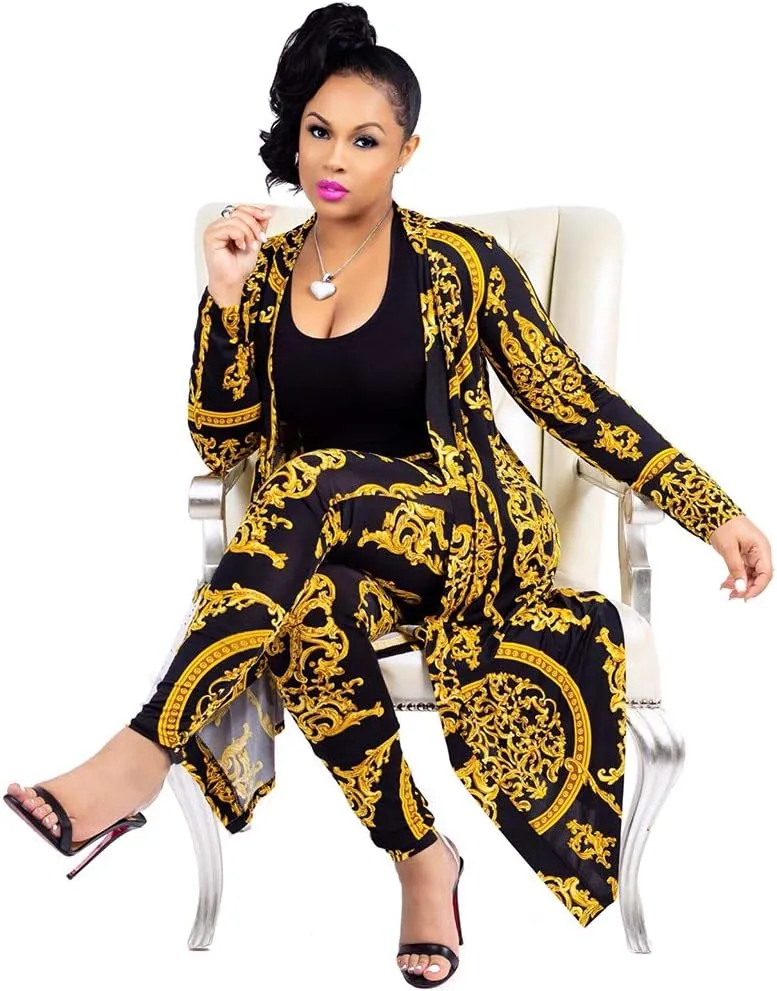Women's 2 Piece Pants Set - Sexy Long Sleeve Open Front Cardigans  Skinny Pants Suits