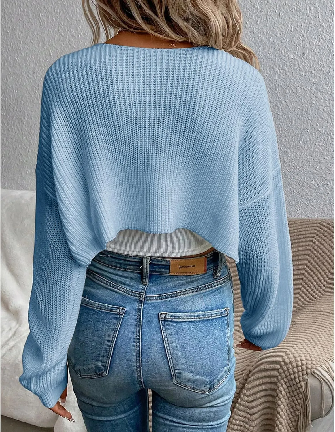 Women's Cardigan Shrugs Long Sleeve Knit Cropped Bolero Shrug Open Front Casual Cardigans for Dresses