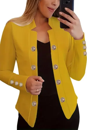 Women's Double Breasted Slim Fit Blazers Notch Lapel Work Office Suits Casual Open Front Blazer