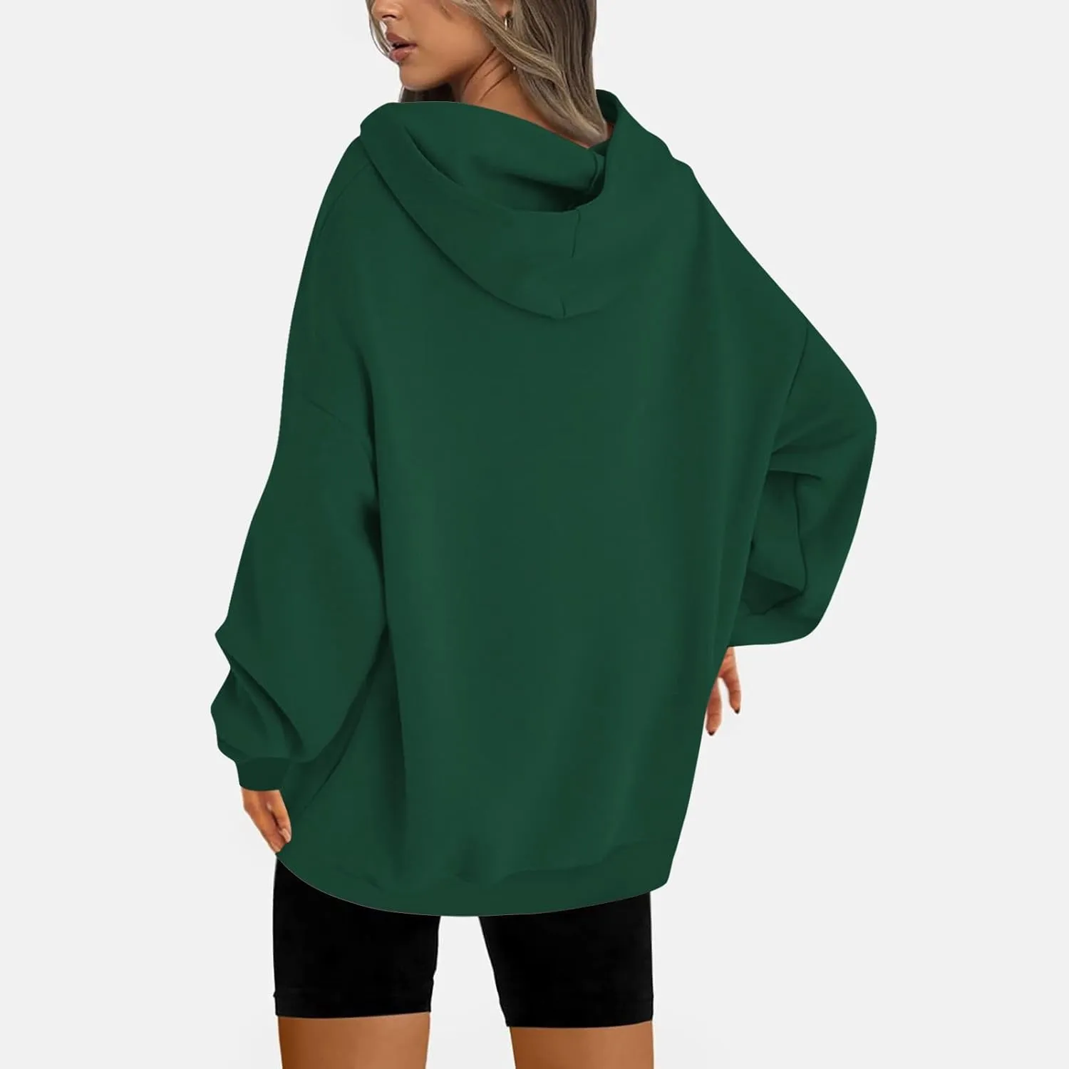 Women's Hoodies Oversized Casual Plus Size Sweatshirts with Drawstring Crew Neck Long Sleeve Cute Fleece Tops