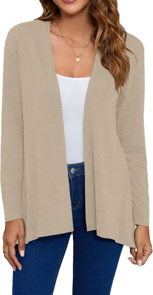 Women's Open Front Cardigan Loose Casual Long Sleeve Lightweight Cardigan Sweaters Duster