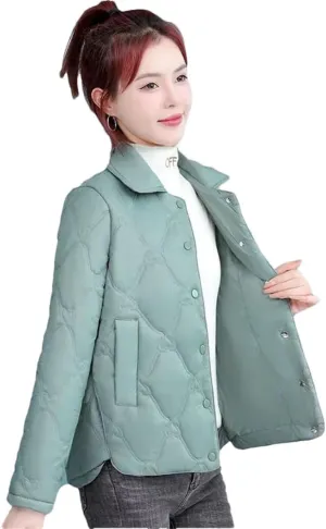 Women's Parkas Short Coat Jacket Light Warm Cotton Padded Coat Small Fragrance Jacket EN8 XL