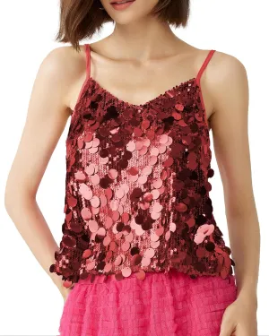 Women's Sequin Tops - V-Neck Sparkle Tank Tops - Spaghetti Strap Shimmer Camisole Party Club Cocktail Cami