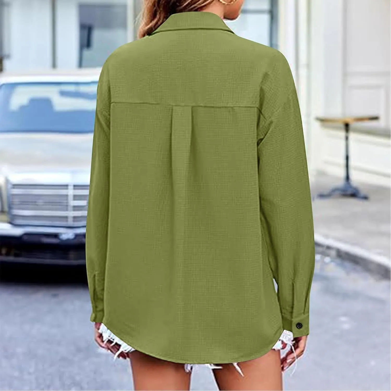 Womens Summer Tops Long Sleeve V Neck Shirts Loose Fit Drop Shoulder Blouses Casual Tunic 2024 Fall Fashion Outfits