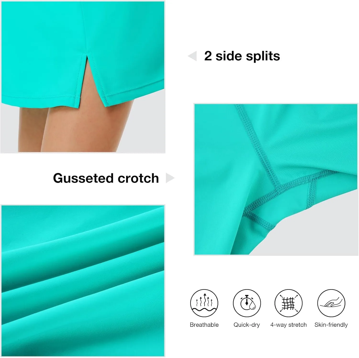 Women's Swim Skirts with Leggings 26" Midi Length Modest Long Skirted Bottom Swimwear with Zipper Pockets