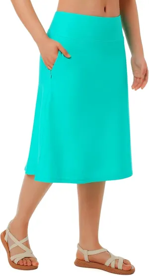 Women's Swim Skirts with Leggings 26" Midi Length Modest Long Skirted Bottom Swimwear with Zipper Pockets