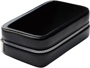 Woosh Fold out Case | Fashionable Makeup and Brush Case | Hard sided for travel and on to go | fits palette and brushes | Zips up for secure travel (Black)