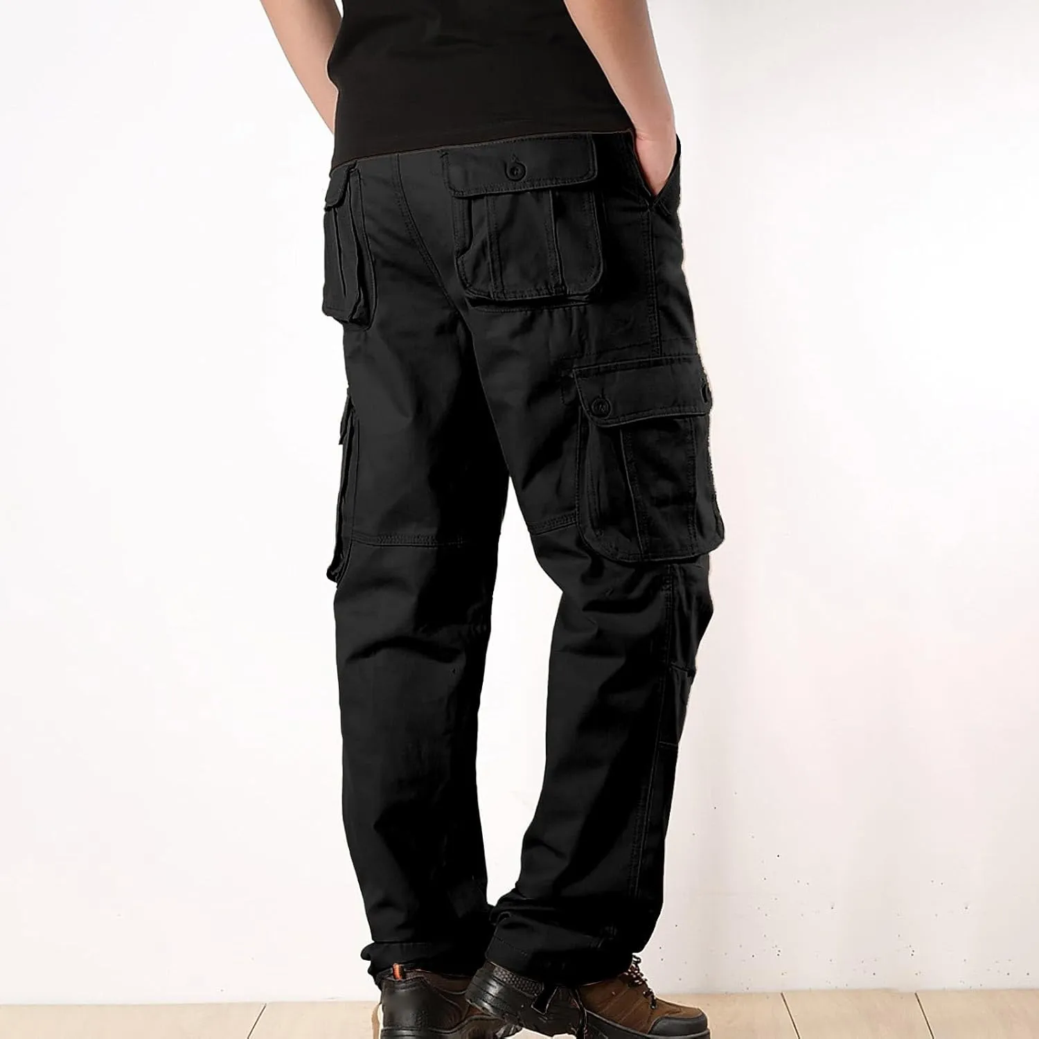 Work Pants for Men Big and Tall Casual Fleece Loose Open Bottom Athletic Pants Straight Leg Outdoor Hiking Pants