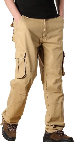 Work Pants for Men Big and Tall Casual Fleece Loose Open Bottom Athletic Pants Straight Leg Outdoor Hiking Pants