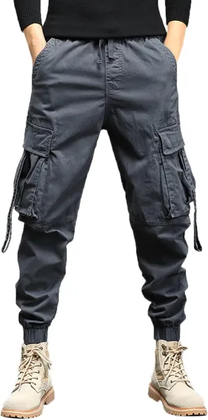 Work Pants for Men Slim Fit Casual Hiking Pants Workout Joggers Stretch Outdoor Twill Track Sweatpants Multi Pockets