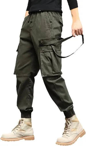 Work Pants for Men Slim Fit Casual Hiking Pants Workout Joggers Stretch Outdoor Twill Track Sweatpants Multi Pockets