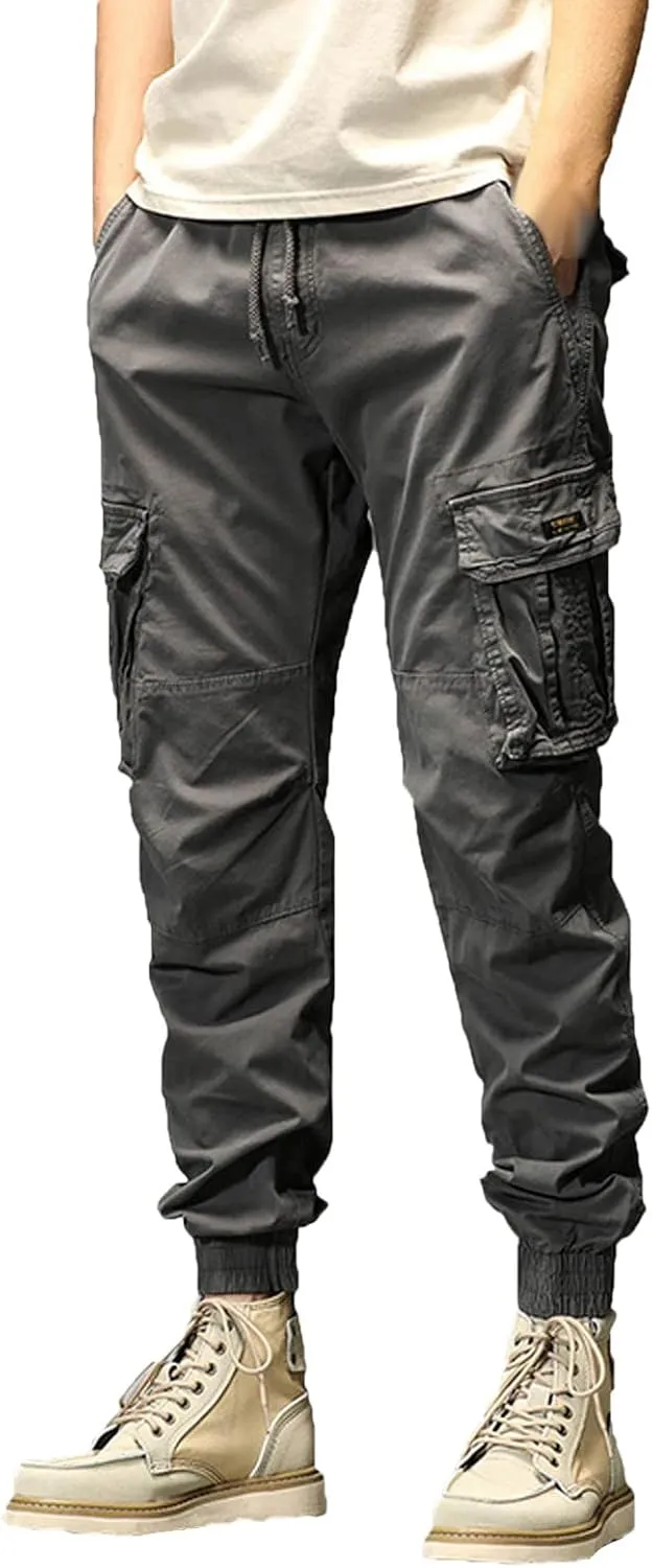 Work Pants for Men Slim Fit Lightweight Cargo Sweatpants Stretch Waistband Workout Outdoor Athletic Hiking Pants