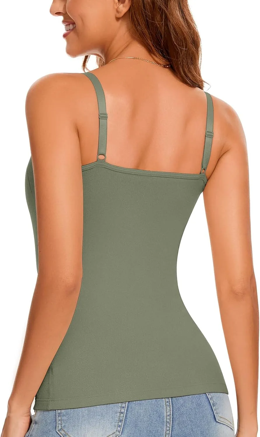 WOWENY Thermal Tank Tops for Women Adjustable Spaghetti Strap Base Layer Soft Fleece Lined Sleeveless Warm Camisole