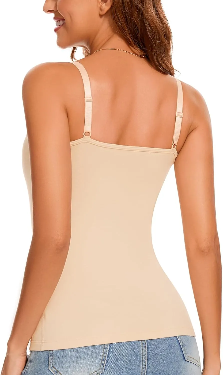 WOWENY Thermal Tank Tops for Women Adjustable Spaghetti Strap Base Layer Soft Fleece Lined Sleeveless Warm Camisole