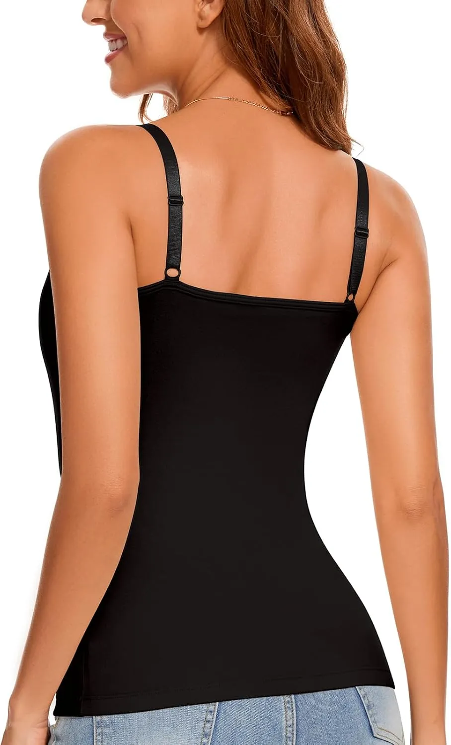 WOWENY Thermal Tank Tops for Women Adjustable Spaghetti Strap Base Layer Soft Fleece Lined Sleeveless Warm Camisole