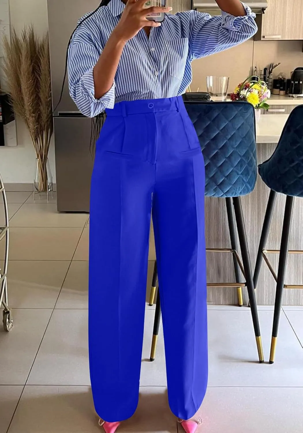 YOOTIKO Womens Wide Leg Dress Pants High Waisted Straight Leg Slacks Business Casual Work Trousers