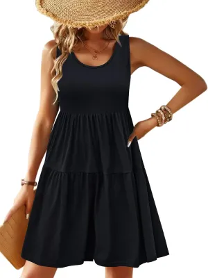 Zeagoo Womens Summer Sundress Boho Floral Casual Tank Dresses with Pockets Sleeveless Tiered Swing A Line Beach Dress