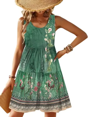 Zeagoo Womens Summer Sundress Boho Floral Casual Tank Dresses with Pockets Sleeveless Tiered Swing A Line Beach Dress