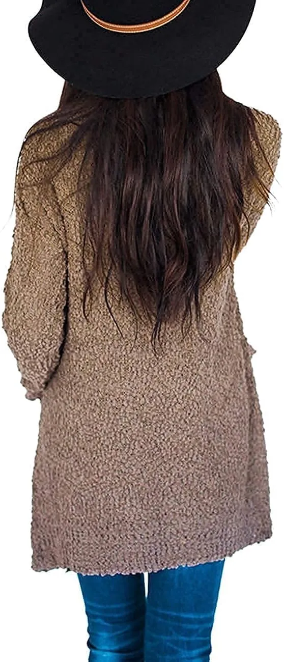 ZESICA Women's Fall Casual Long Sleeve Open Front Soft Chunky Knit Sweater Cardigan Outerwear
