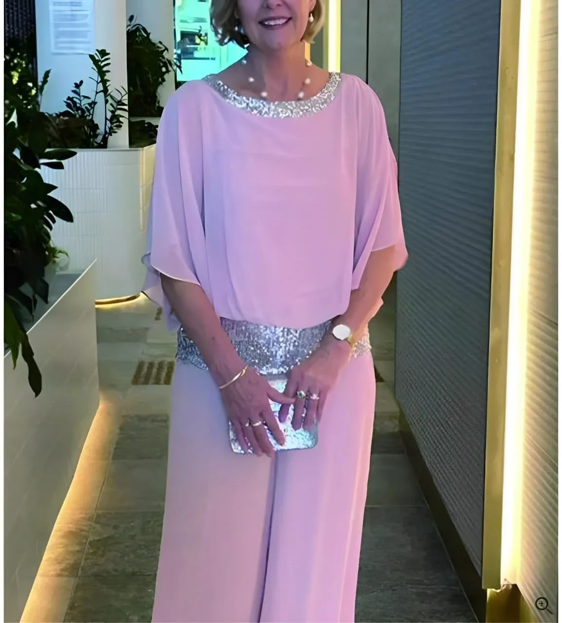 ZOCANIA Wedding Guest Pants Outfit for Women Chiffon Two Piece Set Semi Formal Pants Suits Cocktail Pantsuits Wedding Elegant