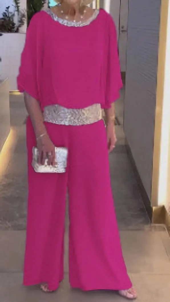 ZOCANIA Wedding Guest Pants Outfit for Women Chiffon Two Piece Set Semi Formal Pants Suits Cocktail Pantsuits Wedding Elegant