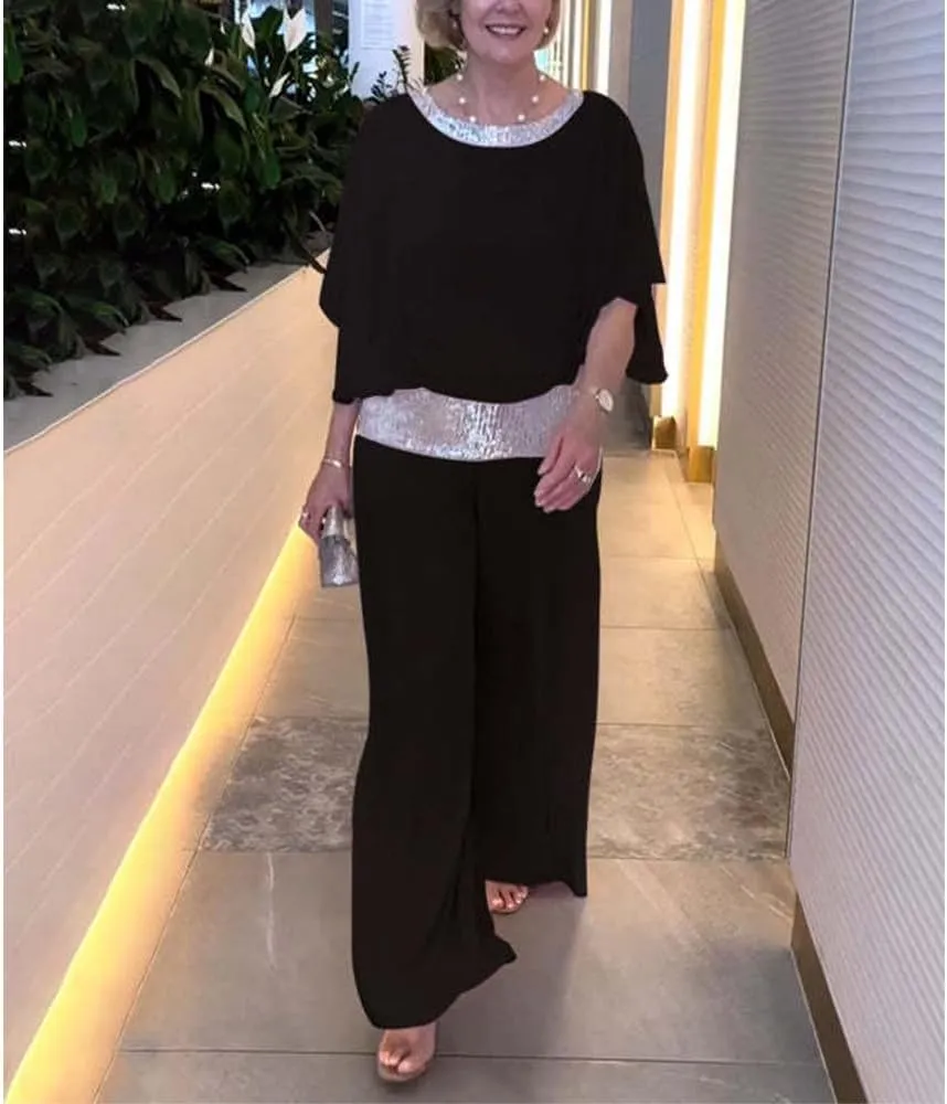 ZOCANIA Wedding Guest Pants Outfit for Women Chiffon Two Piece Set Semi Formal Pants Suits Cocktail Pantsuits Wedding Elegant